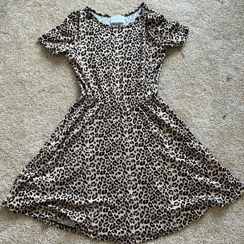Women's French Grey Cheetah Print Skater Dress